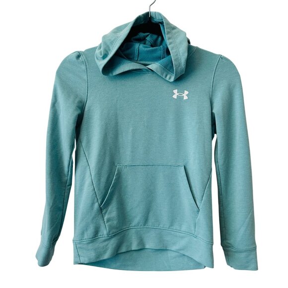 Under Armour Youth Girls M Teal Hoodie Loose Fit Logo Pullover Kangaroo Pocket - Picture 1 of 6